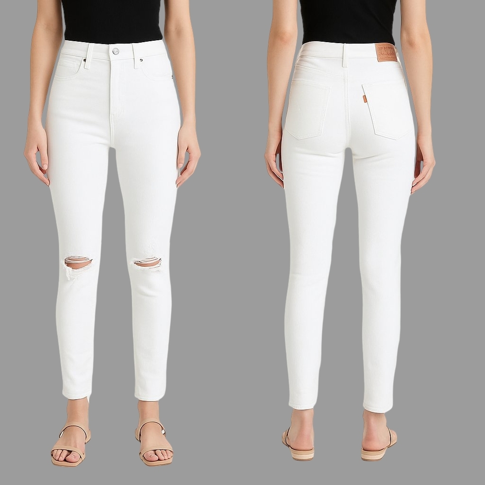 LEVIS 721 Vintage High Rise Skinny Jeans Womens Size 27 White Distressed